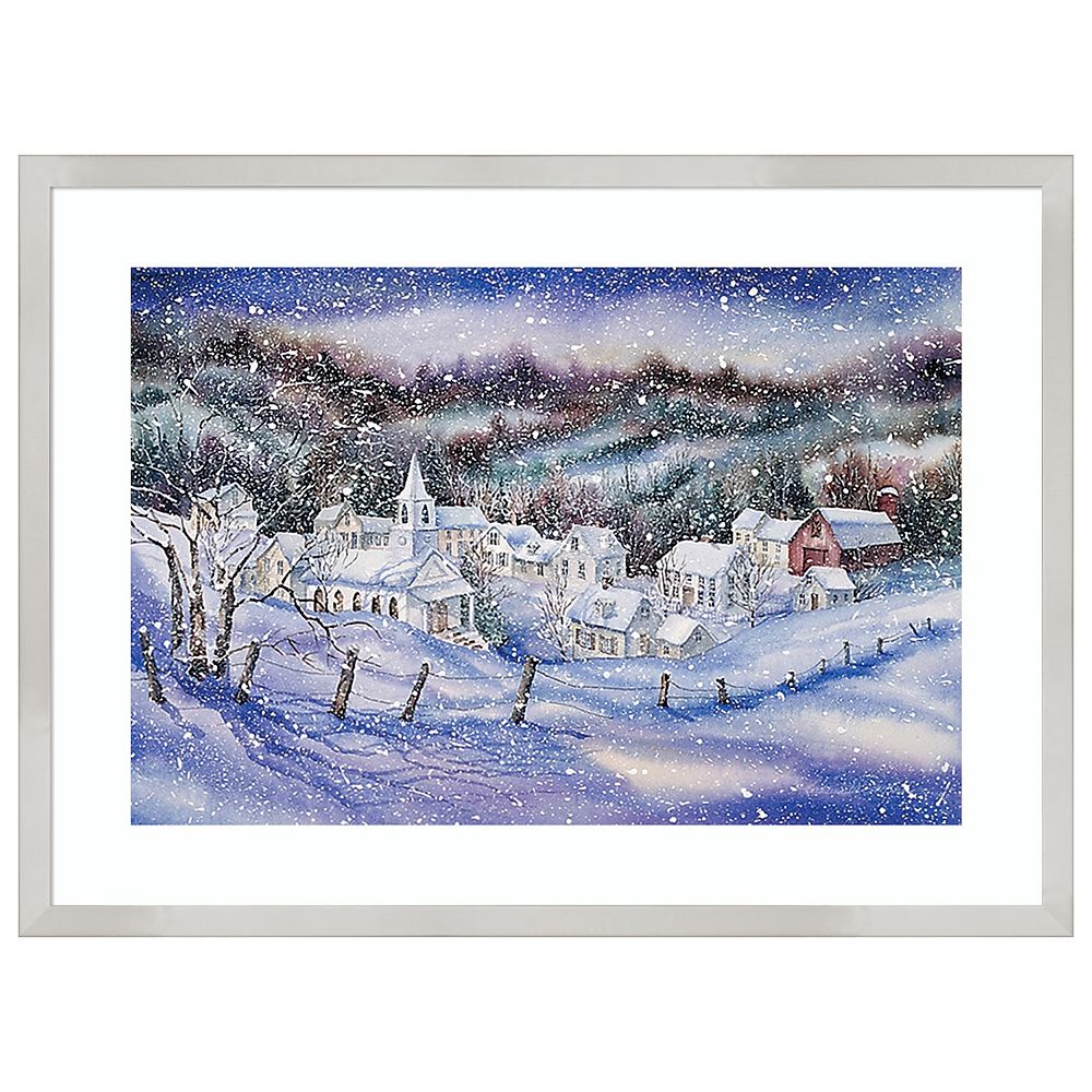 Winter Village Snowscape By Kathleen Parr Mckenna Wood Framed Wall Art ...