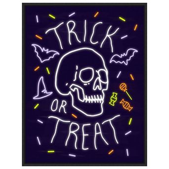 Neon Halloween I By Victoria Barnes Framed Canvas Wall Art Print