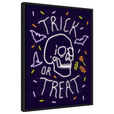 Neon Halloween I By Victoria Barnes Framed Canvas Wall Art Print