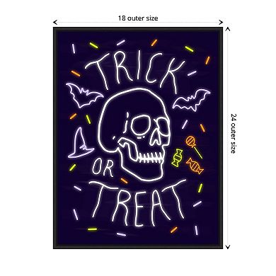Neon Halloween I By Victoria Barnes Framed Canvas Wall Art Print