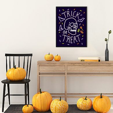 Neon Halloween I By Victoria Barnes Framed Canvas Wall Art Print
