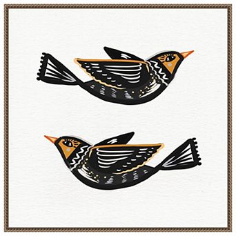 Migration Folk Birds By Ani Del Sol Framed Canvas Wall Art Print