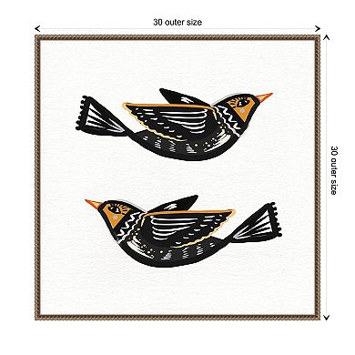 Migration Folk Birds By Ani Del Sol Framed Canvas Wall Art Print