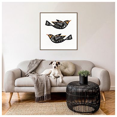 Migration Folk Birds By Ani Del Sol Framed Canvas Wall Art Print