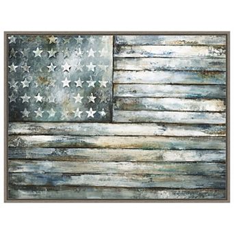 Retired Patriot American Flag By Sydney Edmunds Framed Canvas Wall Art Print