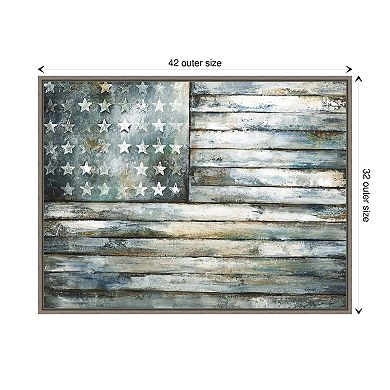 Retired Patriot American Flag By Sydney Edmunds Framed Canvas Wall Art Print