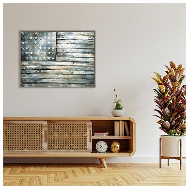Retired Patriot American Flag By Sydney Edmunds Framed Canvas Wall Art Print