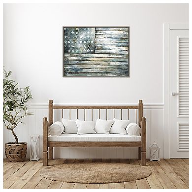 Retired Patriot American Flag By Sydney Edmunds Framed Canvas Wall Art Print
