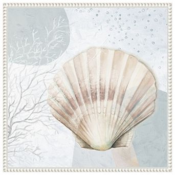 Ocean Oasis Bubbles Blush Scallop By Patricia Pinto Framed Canvas Wall Art Print