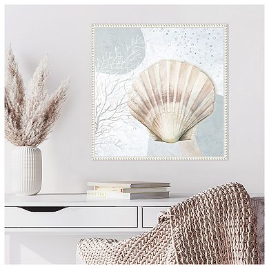 Ocean Oasis Bubbles Blush Scallop By Patricia Pinto Framed Canvas Wall Art Print