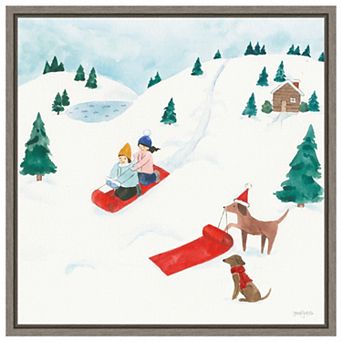 Winter Scene Iv Dogs By Jenaya Jackson Framed Canvas Wall Art Print