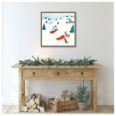 Winter Scene Iv Dogs By Jenaya Jackson Framed Canvas Wall Art Print