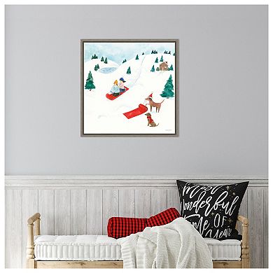 Winter Scene Iv Dogs By Jenaya Jackson Framed Canvas Wall Art Print