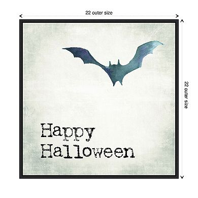 Happy Halloween Bat Grunge By Amanti Art Portfolio Framed Canvas Wall Art Print