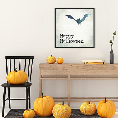 Happy Halloween Bat Grunge By Amanti Art Portfolio Framed Canvas Wall Art Print