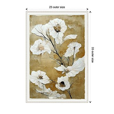 White Dry Flowers By Treechild Framed Canvas Wall Art Print