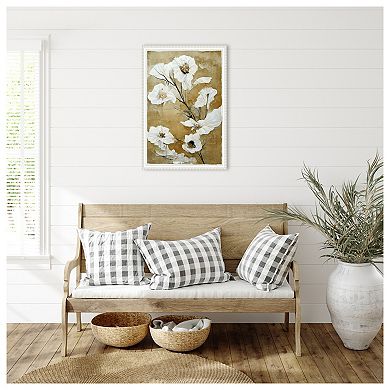 White Dry Flowers By Treechild Framed Canvas Wall Art Print