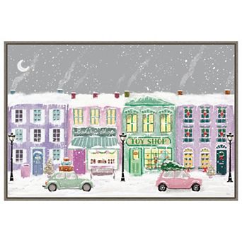 Hometown Holiday I Purple By Veronique Charron Framed Canvas Wall Art Print