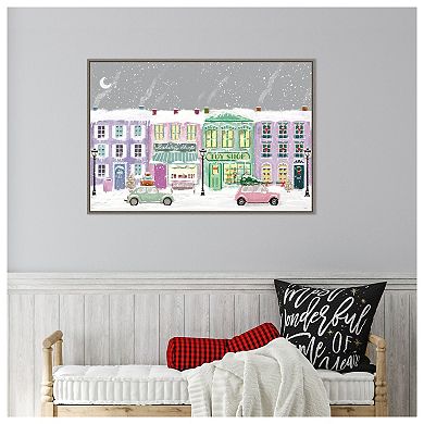 Hometown Holiday I Purple By Veronique Charron Framed Canvas Wall Art Print