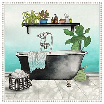 Plant House Bath Square I By Elizabeth Medley Framed Canvas Wall Art Print
