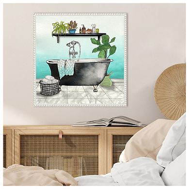 Plant House Bath Square I By Elizabeth Medley Framed Canvas Wall Art Print