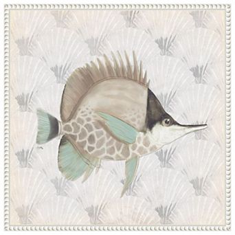 Neutral Vintage Fish Iii By Elizabeth Medley Framed Canvas Wall Art Print