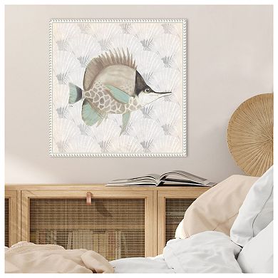 Neutral Vintage Fish Iii By Elizabeth Medley Framed Canvas Wall Art Print