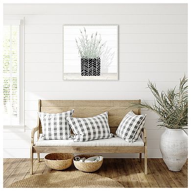 Lavender Blossom In Modern Pot I By Janice Gaynor Framed Canvas Wall Art Print