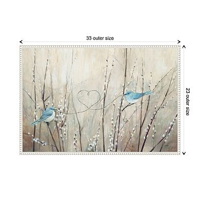 Pretty Birds Neutral String By Julia Purinton Framed Canvas Wall Art Print