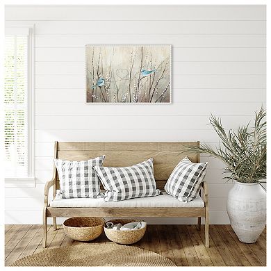 Pretty Birds Neutral String By Julia Purinton Framed Canvas Wall Art Print