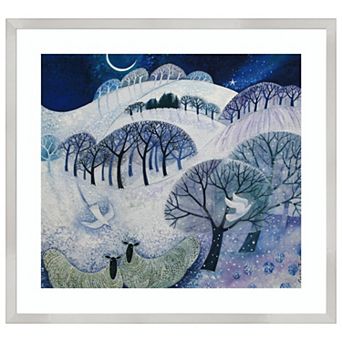 Snowy Night By Lisa Graa Jensen Wood Framed Wall Art Print