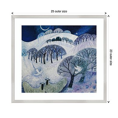 Snowy Night By Lisa Graa Jensen Wood Framed Wall Art Print