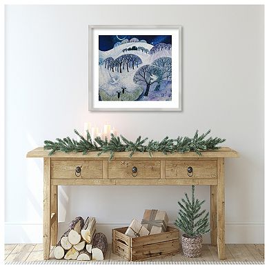 Snowy Night By Lisa Graa Jensen Wood Framed Wall Art Print