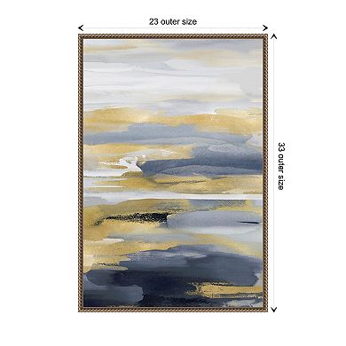 Intuition Blue And Gold Ii By Jackie Hanson Framed Canvas Wall Art Print