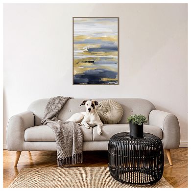 Intuition Blue And Gold Ii By Jackie Hanson Framed Canvas Wall Art Print