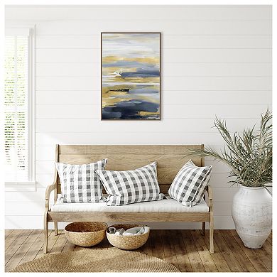 Intuition Blue And Gold Ii By Jackie Hanson Framed Canvas Wall Art Print