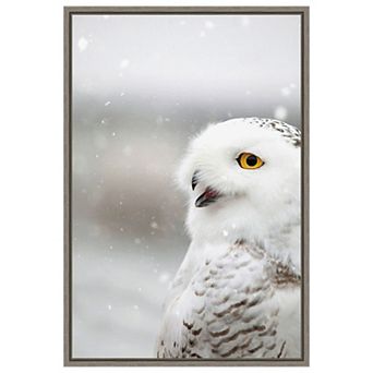 Snowy Owl In The Snow By Carrie Ann Grippo-pike Framed Canvas Wall Art Print