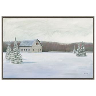 Holiday Winter Barn By James Wiens Framed Canvas Wall Art Print