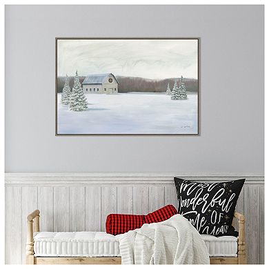 Holiday Winter Barn By James Wiens Framed Canvas Wall Art Print