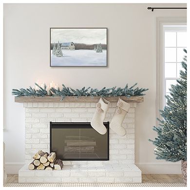 Holiday Winter Barn By James Wiens Framed Canvas Wall Art Print