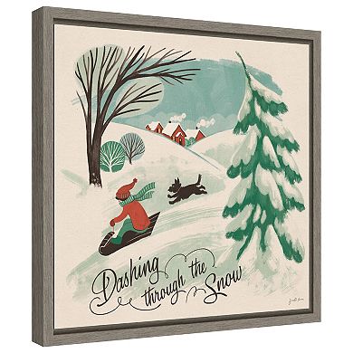Winter Bliss Iv Sled Dog By Janelle Penner Framed Canvas Wall Art Print