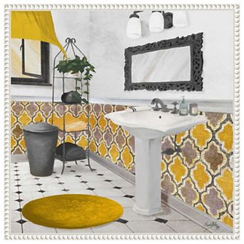 Sundance Bath I Yellow By Elizabeth Medley Framed Canvas Wall Art Print