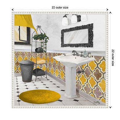 Sundance Bath I Yellow By Elizabeth Medley Framed Canvas Wall Art Print