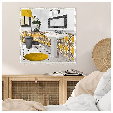 Sundance Bath I Yellow By Elizabeth Medley Framed Canvas Wall Art Print