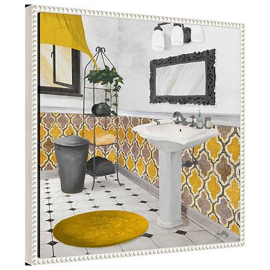 Sundance Bath I Yellow By Elizabeth Medley Framed Canvas Wall Art Print