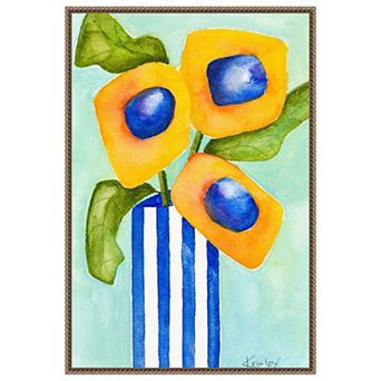 Yellow Floral Arrangement By Krinlox Framed Canvas Wall Art Print