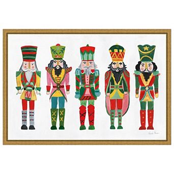 Holiday Nutcrackers I By Farida Zaman Framed Canvas Wall Art Print