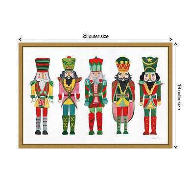 Holiday Nutcrackers I By Farida Zaman Framed Canvas Wall Art Print