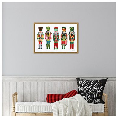 Holiday Nutcrackers I By Farida Zaman Framed Canvas Wall Art Print