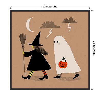 Halloween Witch Ghost Graphic Iii By Victoria Barnes Framed Canvas Wall Art Print
